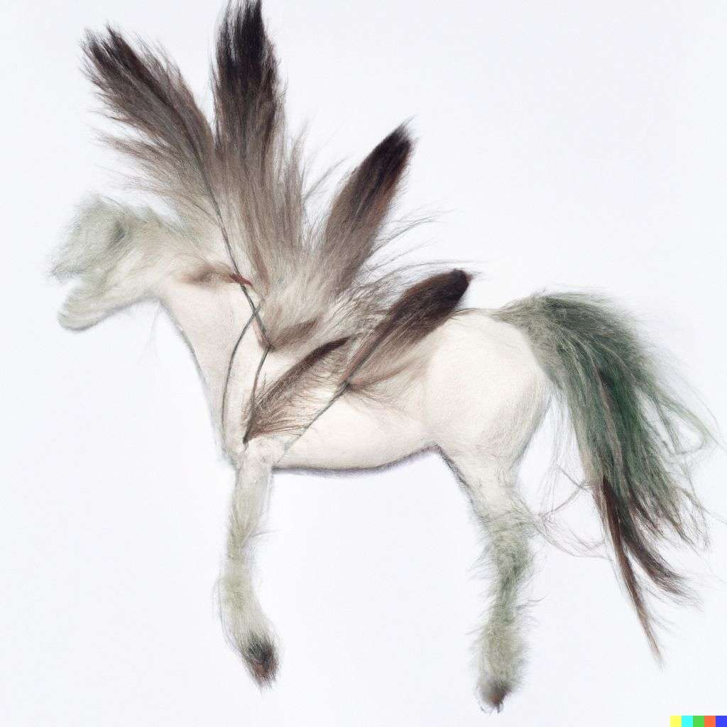 a horse, made from feathers